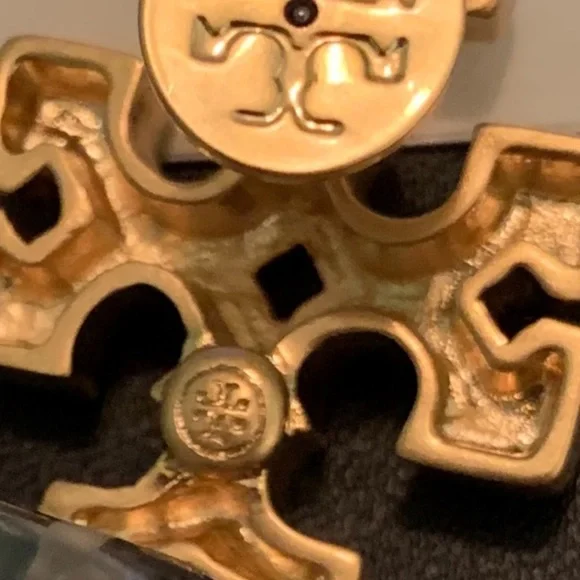 Tory Burch Roxanne clear green crystal stone drop earrings - Picture 5 of 6